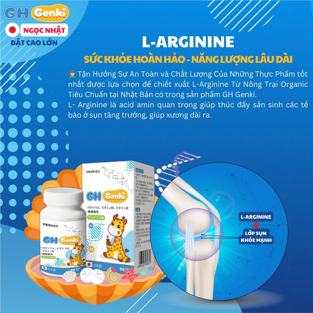 Viên nhai GH Genki Nhật Bản Hỗ Trợ Tăng Chiều Cao [1 hộp 90 viên]