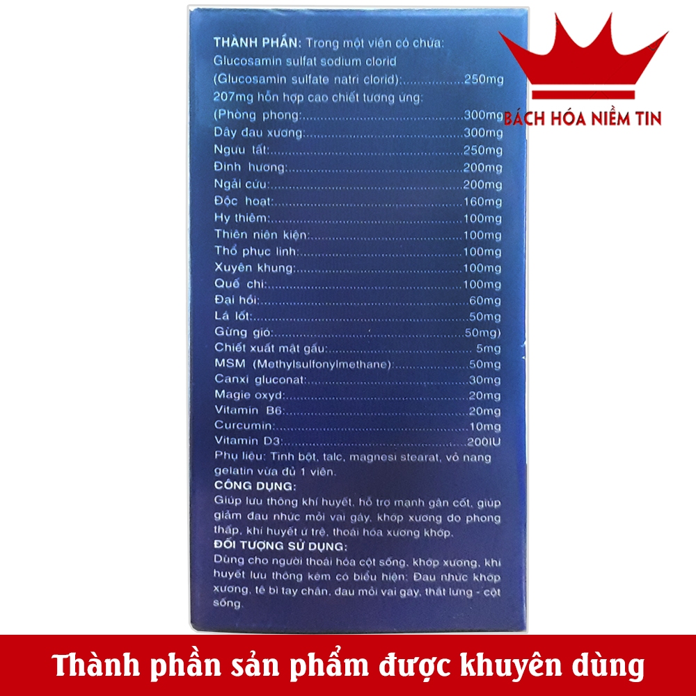 Viên Vai Gáy Tadaflex - giảm đau mỏi vai gáy bì chân tay - thoái hóa đốt sống cổ - hộp 30 viên