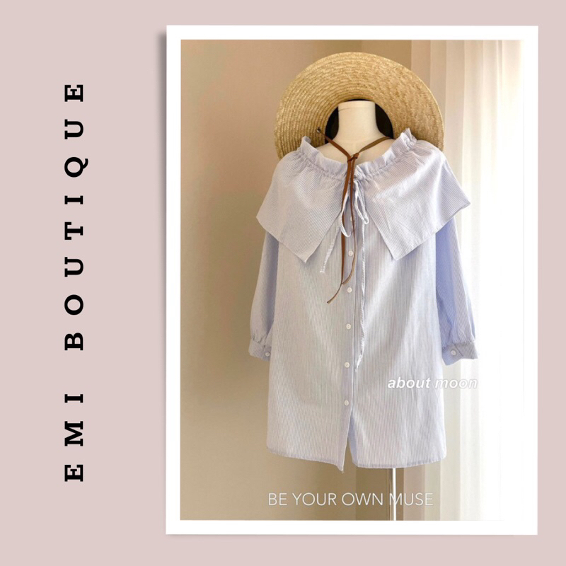 Váy sơmi tay bồng trễ vai cổ bèo xinh iuuuu