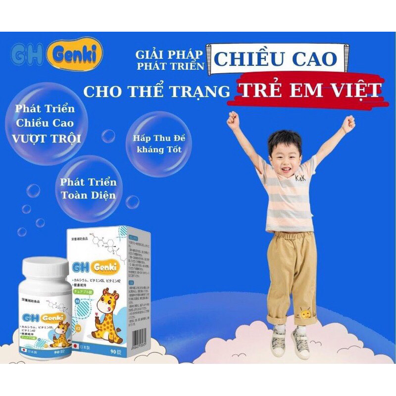 Viên nhai GH Genki Nhật Bản Hỗ Trợ Tăng Chiều Cao [1 hộp 90 viên]