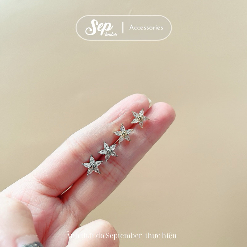 Khuyên Tai, Bông Tai Mạ Bạc S925 Hình Hoa - SEPTEMBER Accessories