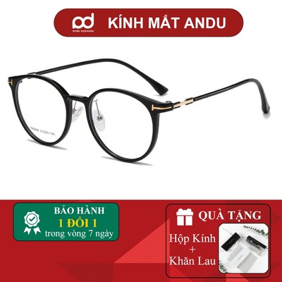 Gọng kính cận thời trang nam nữ ANDU dáng tròn chống tia UV chất liệu nhựa cao cấp - 9898