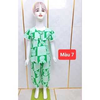 Đồ bộ bé gái KIM CƯƠNG quần dài tay ngắn vải tole lanh dễ thương mặc ngủ
