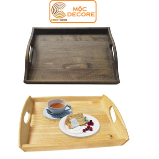 Khay Gỗ Chữ Nhật Đa Năng, Khay Có Tay Cầm Chính Hãng Cmart Home, Chất Liệu Gỗ Cao Su Bền Đẹp