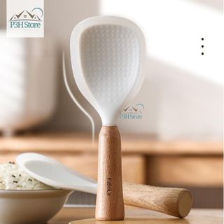Muôi múc cơm Silicone cán gỗ có thể dựng đứng giúp giữ vệ sinh khi sử dụng Fasola PS-615