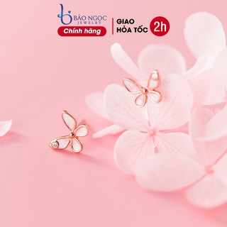 Bông tai bạc nữ s925 hình con bướm hồng nhỏ xinh xắn - B2484 - Bảo Ngọc Jewelry