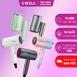 Máy sấy tóc mini CWell 4 mùa nâng cấp 1200W, 2 chế độ nóng lạnh, ánh sáng xanh C02HD - TẶNG ĐẦU SẤY