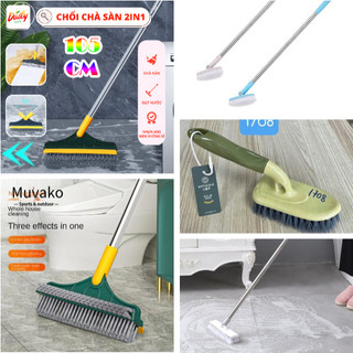 [FREESHIP] CHỔI TRẮNG CHÀ SÀN, CỌ NHÀ CÁN DÀI 2IN1 (105cm) - 3 CẠNH CÓ GẠT NƯỚC 3IN1
