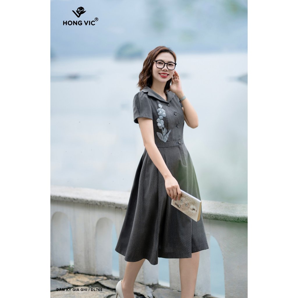 Đầm ký giả ghi DL765