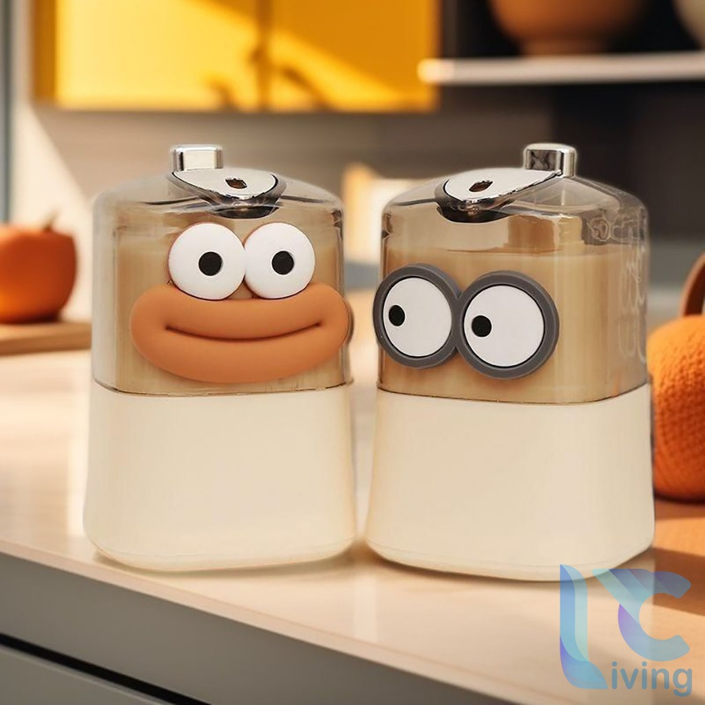 Hũ Đựng Tăm Ngộ Nghĩnh Living C, Hộp Tăm Bật Tự Động Có Gắn Sticker Hoạt Hình Dễ Thương