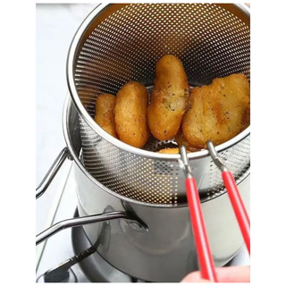 Nồi Chiên Ngập Dầu Bằng Thép Không Gỉ 304, Có Lưới Lọc Tiết Kiệm Dầu Chống Dính Dùng Cho Mọi Bếp