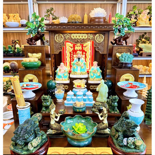 Combo Tỳ Hưu - Thiềm Thừ - Long Quy 22cm đá Serpentine nguyên khối