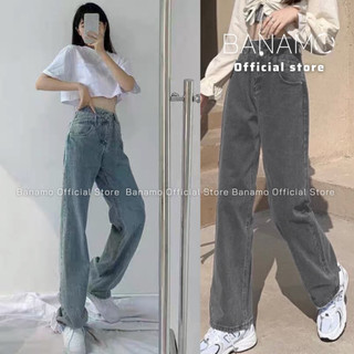 Quần JEAN ống rộng dáng suông cạp chéo chất đẹp thời trang Banamo Fashion 967
