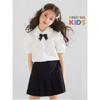 Áo sơ mi cho bé gái A1 NHẬT HÀ size đại 14-45kg chất lụa mềm mát thấm hút mồ hôi cho bé đi học.