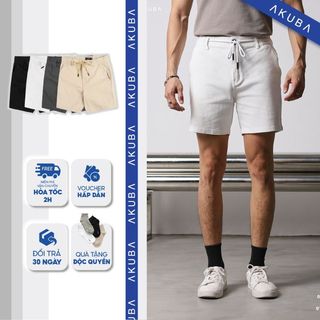 Quần short nam AKUBA, form regular, chất vải kaki dày dặn, bền màu, độ đàn hồi cao, co giãn tốt | 01HE0926
