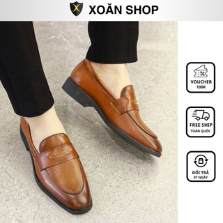 Giày Lười Nam Công Sở XOĂN SHOP Da Bò Thật Size 38 Đến 42 Màu Đen/Vàng - G064