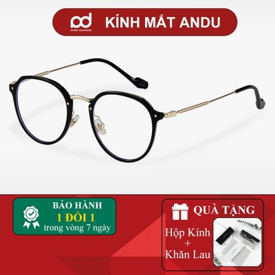 Gọng kính cận thời trang nam nữ ANDU dáng tròn chống tia UV chất liệu kim loại cao cấp - 9532
