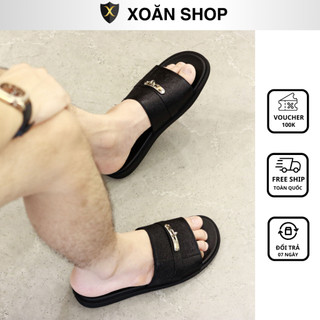 Dép Nam Da Bò Cao Cấp Đế Cao Su Non Siêu Mềm Bền Bỉ Mã D001