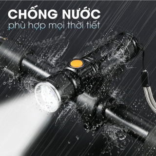 Đèn pha siêu sáng mini trên xe đạp (Có đế kẹp), đèn pha xe đạp có kèm chân đế xoay 360 độ chống nước