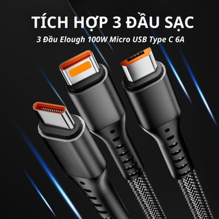 Cáp Sạc Siêu Tốc 100W 3 Trong 1 6A Micro Usb Type C Sạc Nhanh Type-C
