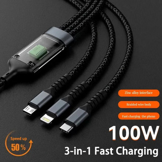 Cáp sạc nhanh 3 trong 1 100w. cho cáp usb