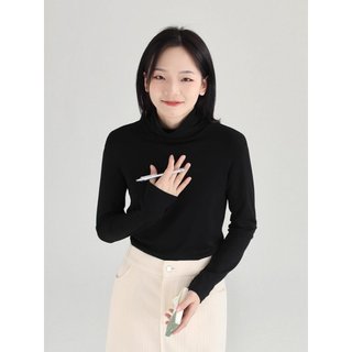 Áo nỉ Dessuu dài tay cổ tròn cao basic màu đen
