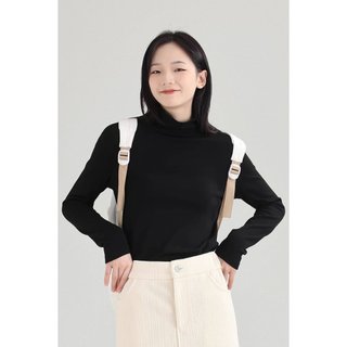 Áo nỉ Dessuu dài tay cổ tròn cao basic màu đen