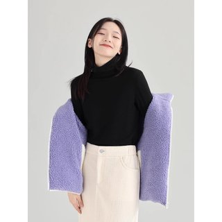 Áo nỉ Dessuu dài tay cổ tròn cao basic màu đen