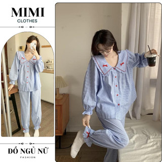  Bộ đồ mặc nhà pijama đồ ngủ nữ set thô đũi mềm mại phối cổ sen bèo cực xinh MIMI CLOTHES hcom2658 