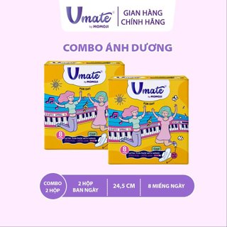 Băng vệ sinh umate organic thế hệ mới mới - mỏng - mềm có cánh - combo ánh dương