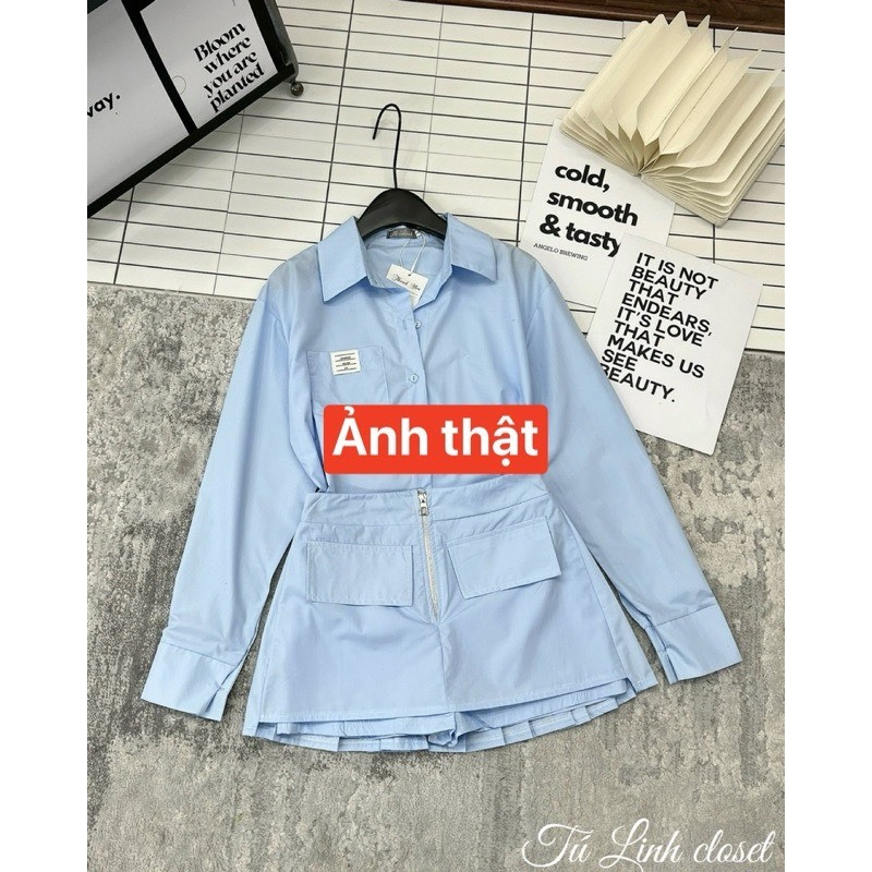 Set Váy Nữ - Set Đồ Nữ Áo Sơ Mi Dài Tay Mix Chân Váy Chữ A Công Sở Xinh Xỉu Ngọc Tuấn Store | BigBuy360 - bigbuy360.vn