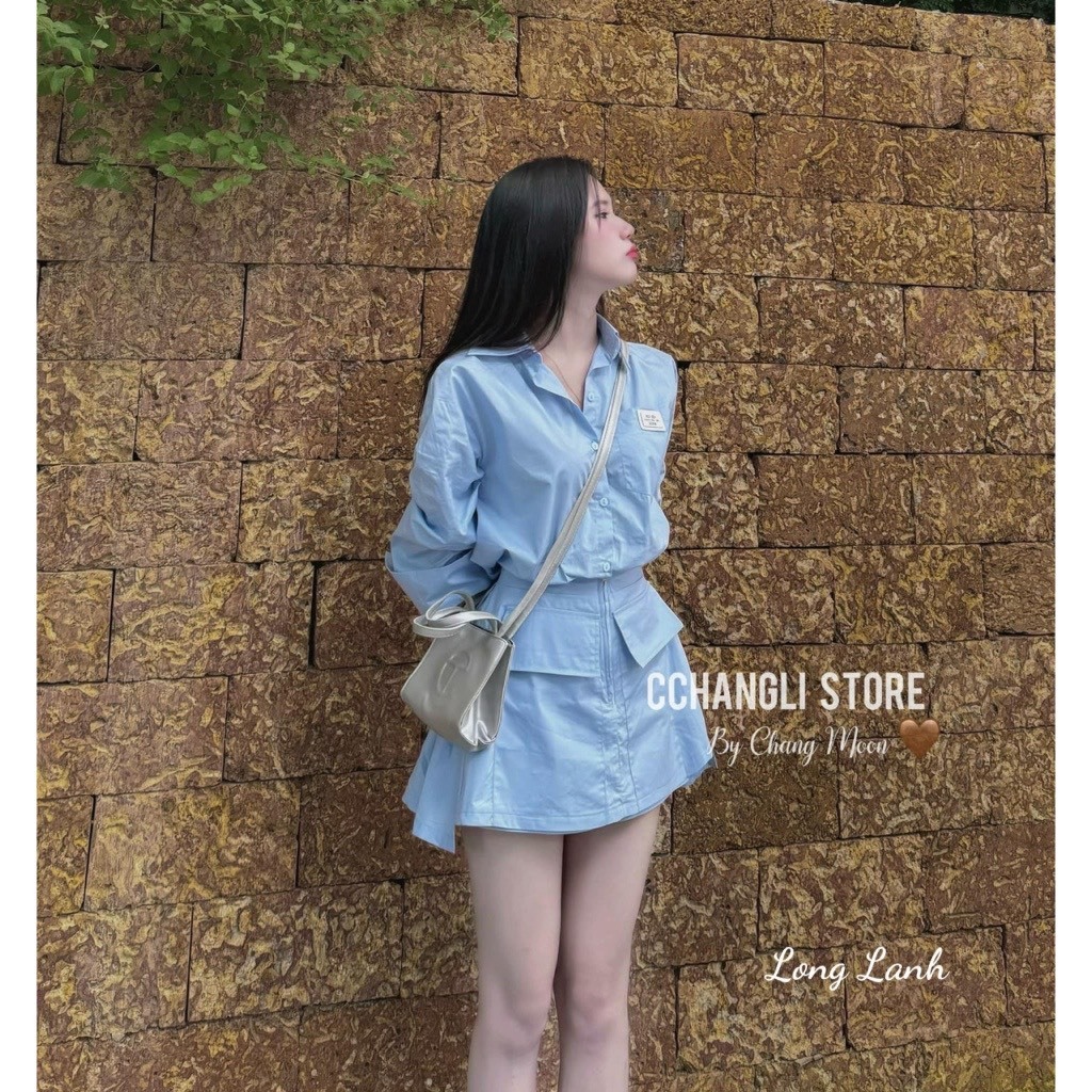 Set Váy Nữ - Set Đồ Nữ Áo Sơ Mi Dài Tay Mix Chân Váy Chữ A Công Sở Xinh Xỉu Ngọc Tuấn Store | BigBuy360 - bigbuy360.vn
