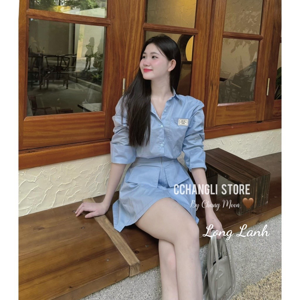 Set Váy Nữ - Set Đồ Nữ Áo Sơ Mi Dài Tay Mix Chân Váy Chữ A Công Sở Xinh Xỉu Ngọc Tuấn Store | BigBuy360 - bigbuy360.vn