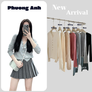 Áo len nữ cardigan cúc đồng tay dài 802