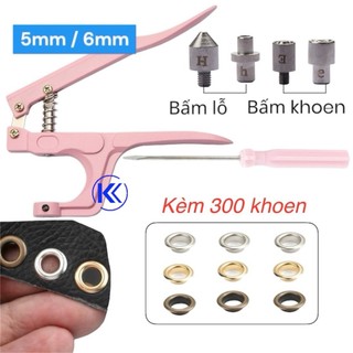 Bộ dụng cụ kìm bấm khoen ore đa năng kèm 300 khoen ko gỉ dùng cho may mặc , khoen mắt cáo quần áo , giày da , túi xách