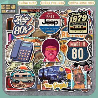 50 Sticker Vintage chống nước dán mũ bảo hiểm, điện thoại, laptop, đàn guitar, vali. ST231