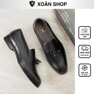 Giày Da Nam Công Sở Da bò nappa cao cấp trẻ trung đế Phíp Gỗ chắc chắn cao 3,5cm Bảo Hành 24 tháng X141 đen  5.0  7