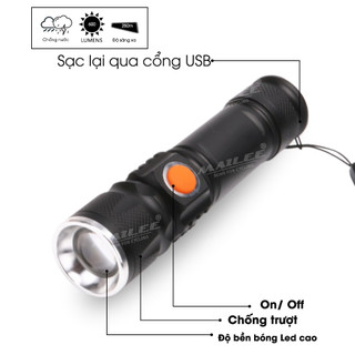 Đèn Pha Gắn Phía Trước Cho Xe Đạp Siêu Sáng Q5 Có Sạc Điện USB Chống Nước (kèm Chân Đế Gắn Đèn Pha) MLH