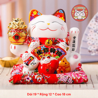 Mèo thần tài vẫy tay Maneki Neko - Size 18 cm