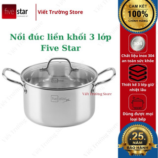 Nồi Inox 304 Đúc Liền Khối 3 Lớp Essential Collection Fivestar Plus nắp kính dùng được mọi bếp