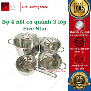 Bộ 4 Nồi Inox 304 Thân Đúc Fivestar Plus FPB4006