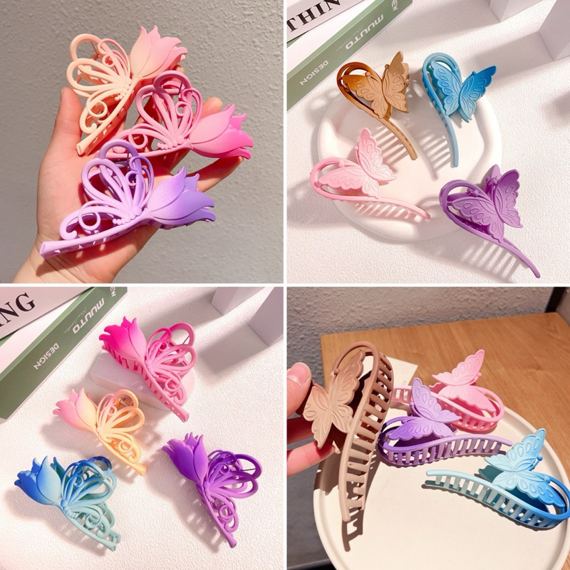 KCC40 kẹp tóc nữ kẹp càng cua màu ombre hình hoa 🌷 hình 🦋 BULL.SHOP