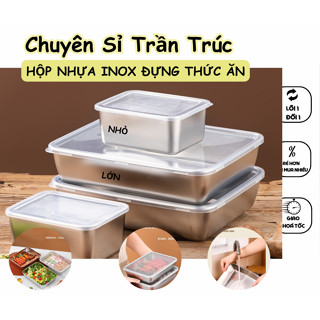 Hộp inox nắp nhựa đựng thức ăn, hộp đựng topping trà sữa, hộp đựng thực phẩm để tủ lạnh tiện lợi