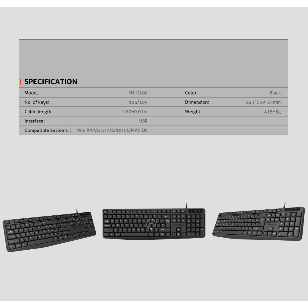 Bàn phím văn phòng chống ồn K200 MeeTion 104 phím thiết kế Ergonomic keycap gia công UV độ bền cao | BigBuy360 - bigbuy360.vn