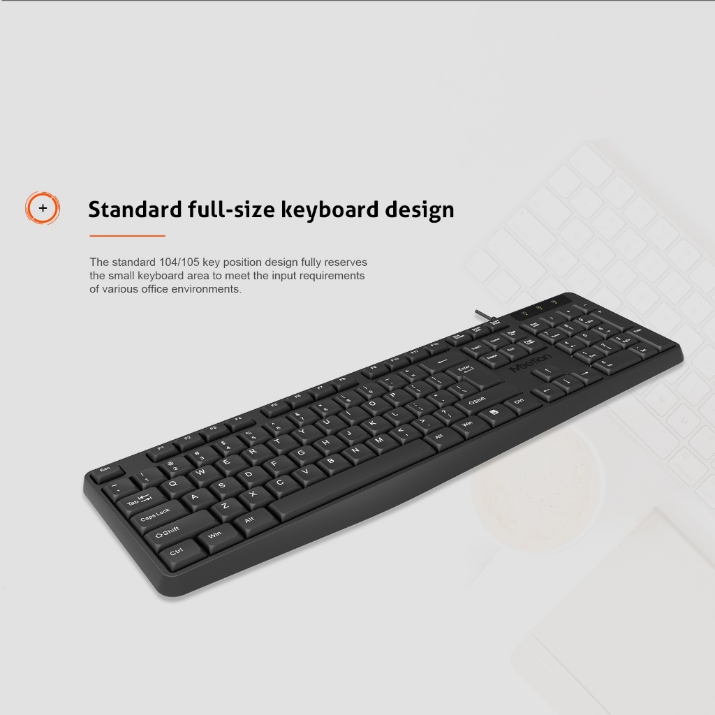 Bàn phím văn phòng chống ồn K200 MeeTion 104 phím thiết kế Ergonomic keycap gia công UV độ bền cao | BigBuy360 - bigbuy360.vn