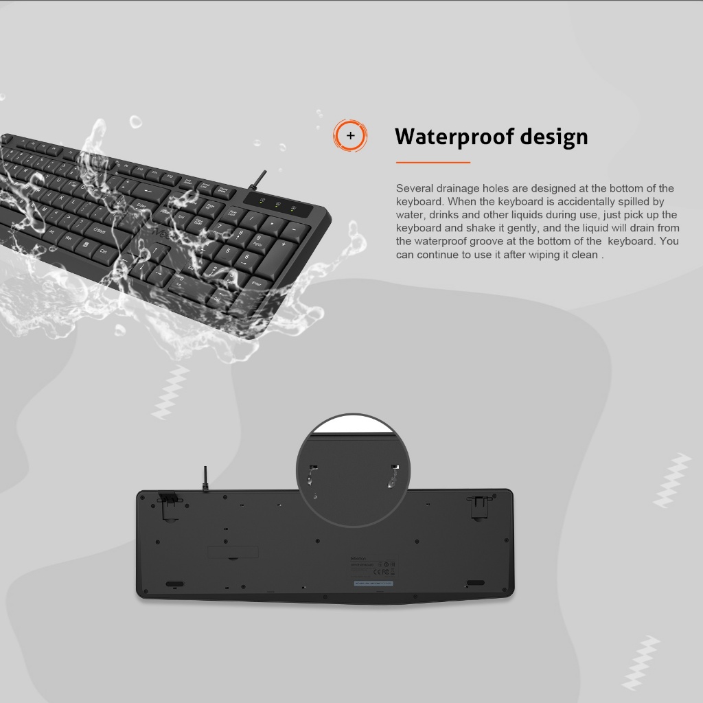 Bàn phím văn phòng chống ồn K200 MeeTion 104 phím thiết kế Ergonomic keycap gia công UV độ bền cao | BigBuy360 - bigbuy360.vn