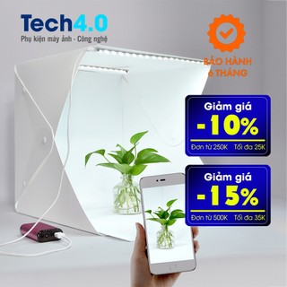 Hộp chụp hình sản phẩm Studio 40cm x 40cm gồm 2 dãy đèn led, phông nền 2 màu trắng đen