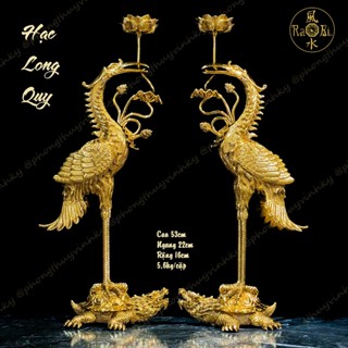  Cặp Hạc Cánh đứng Long Quy 53cm - Vật Phẩm Đồng Thờ Cúng Vĩnh Tiến Cao Cấp 