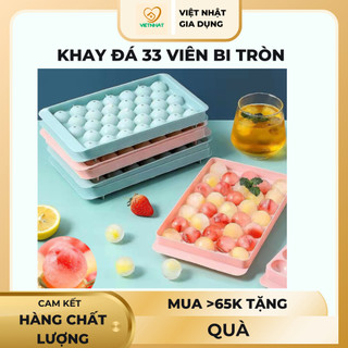 Khay đá viên tròn 33 viên có nắp, khay làm đá việt nhật