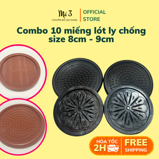 [Combo 10 Miếng] Lót Ly Nhựa Dẻo Chống Trượt 8cm & 9cm – Đế Lót Cốc Chống Thấm, Dễ Vệ Sinh